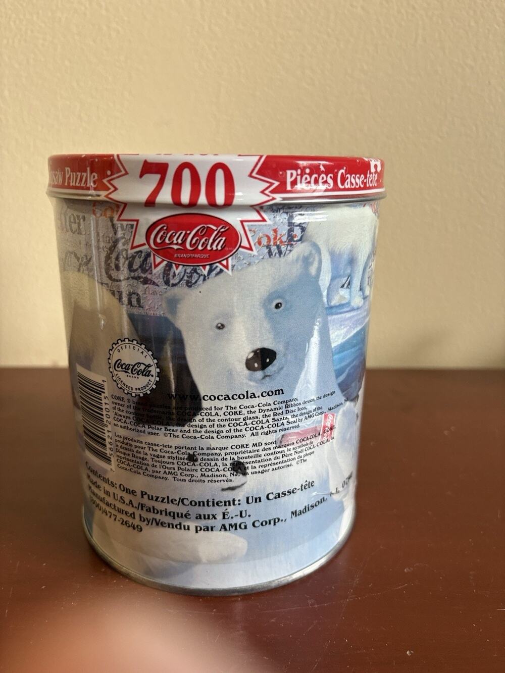 Coca-Cola Polar Bear 700 Piece Jigsaw Puzzle Sealed Tin Christmas Coke Puzzle